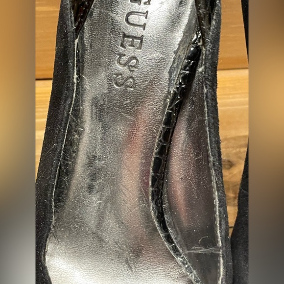 Guess Black High Heels Peek Open Toe Size 6 - Picture 11 of 16